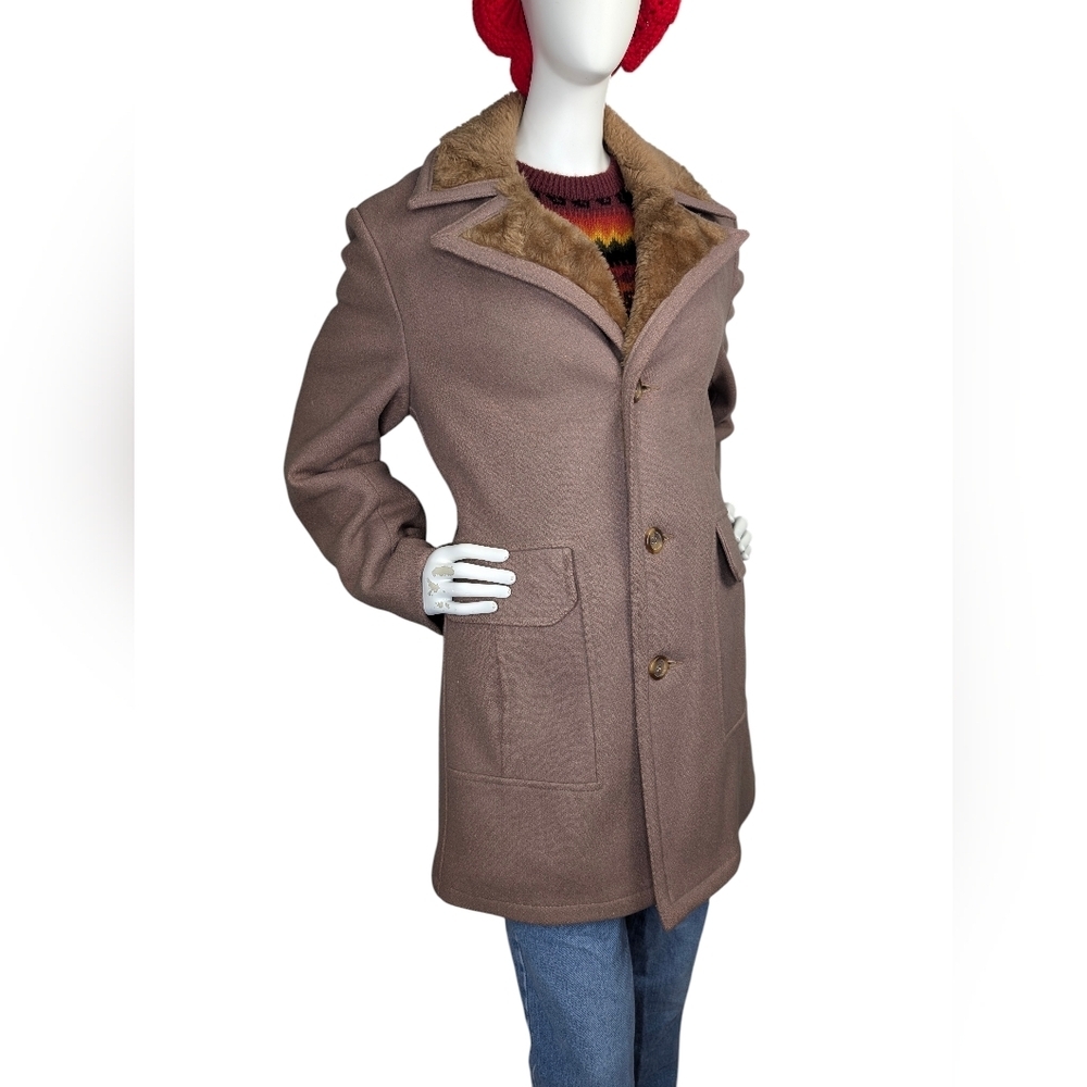 Vintage MacMor Canada Wool Coat With Faux Shearling Trim | Unisex | Medium - Picture 5 of 13